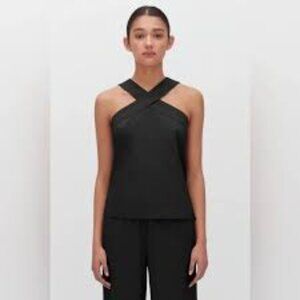 Cuyana Linen Cross Front Top - Black - Large